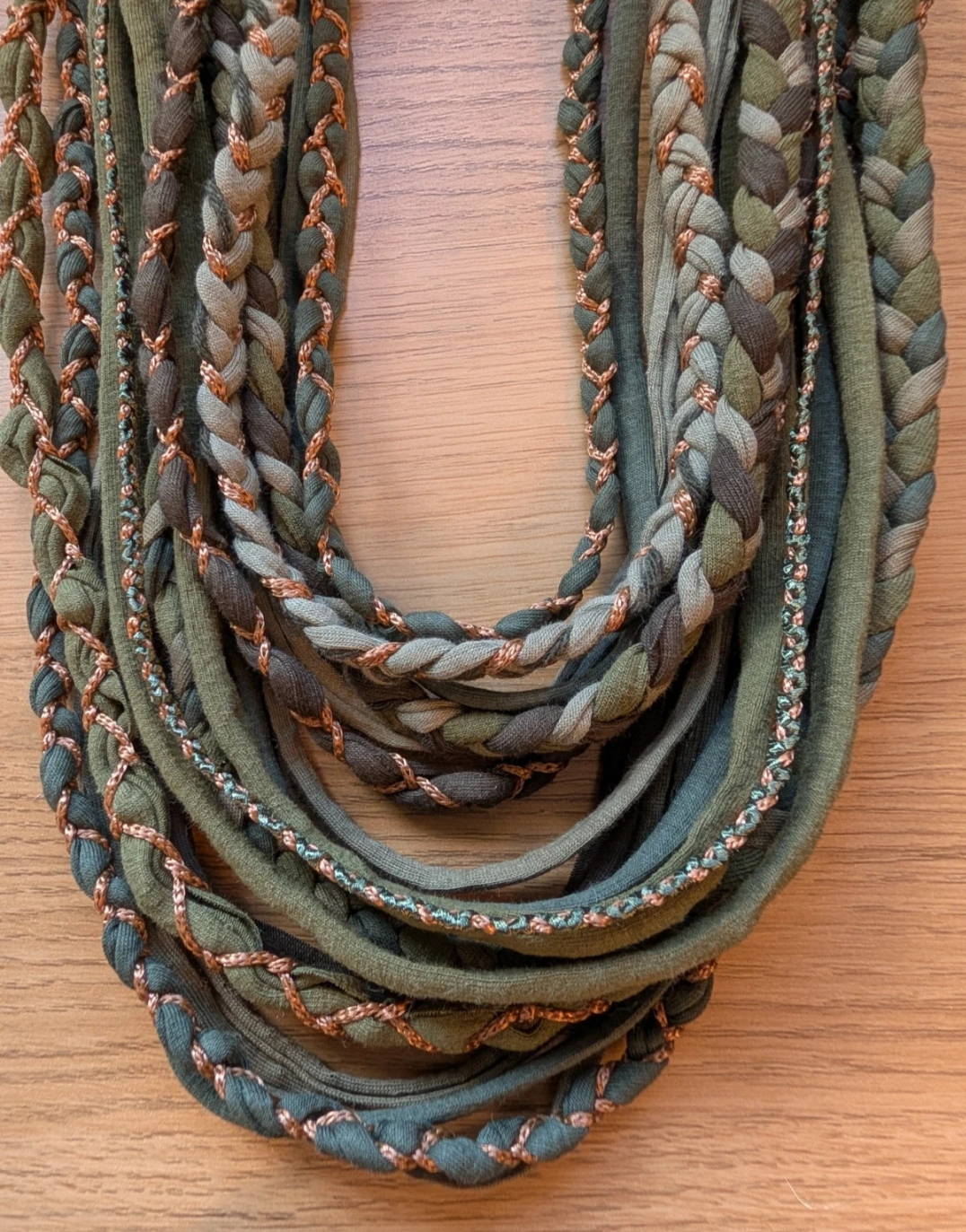 Verdigris, Boho Indie/Grunge Style infinity scarf, handmade & upcycled