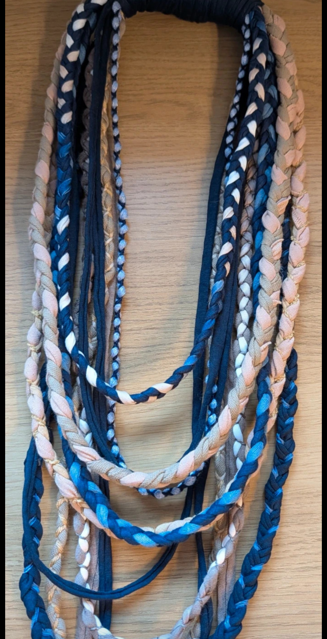 Sandy Beach, Boho Style Recycled Fabric Necklace