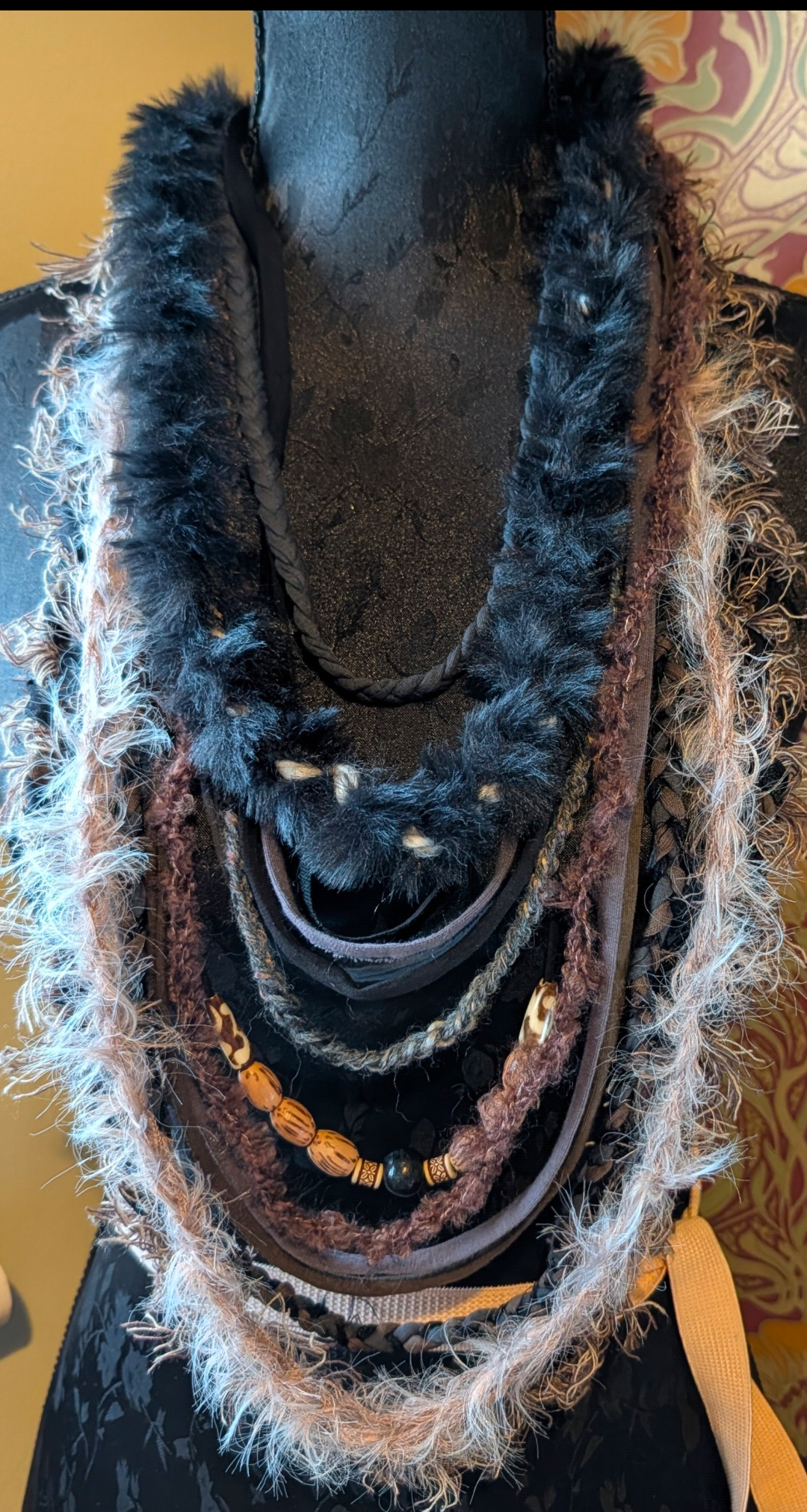 Shamanic, Handmade Statement Fabric Necklace/Infinity Scarf