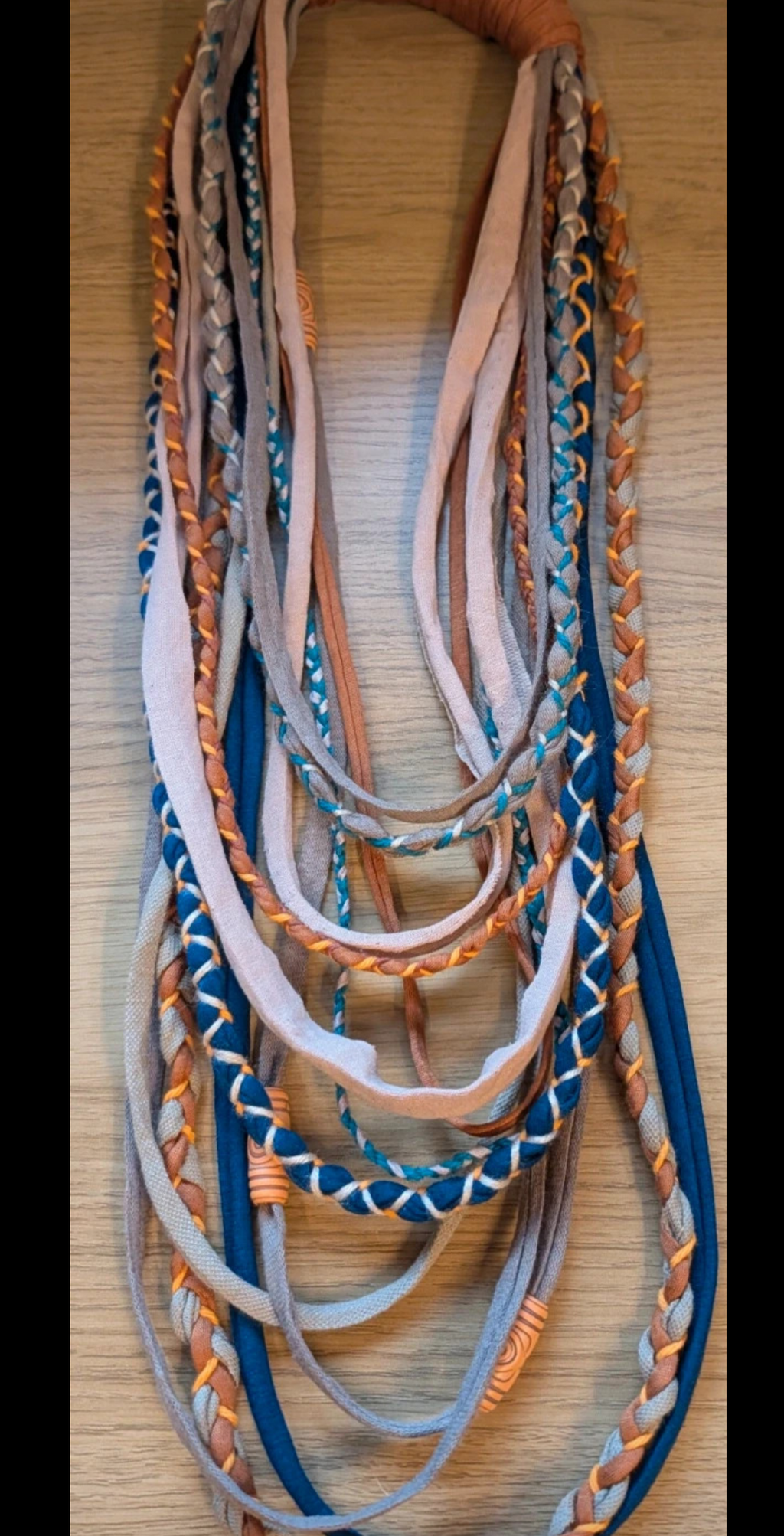 Tropical Sunset, Boho Style Upcycled, Handcrafted Fabric Neclace