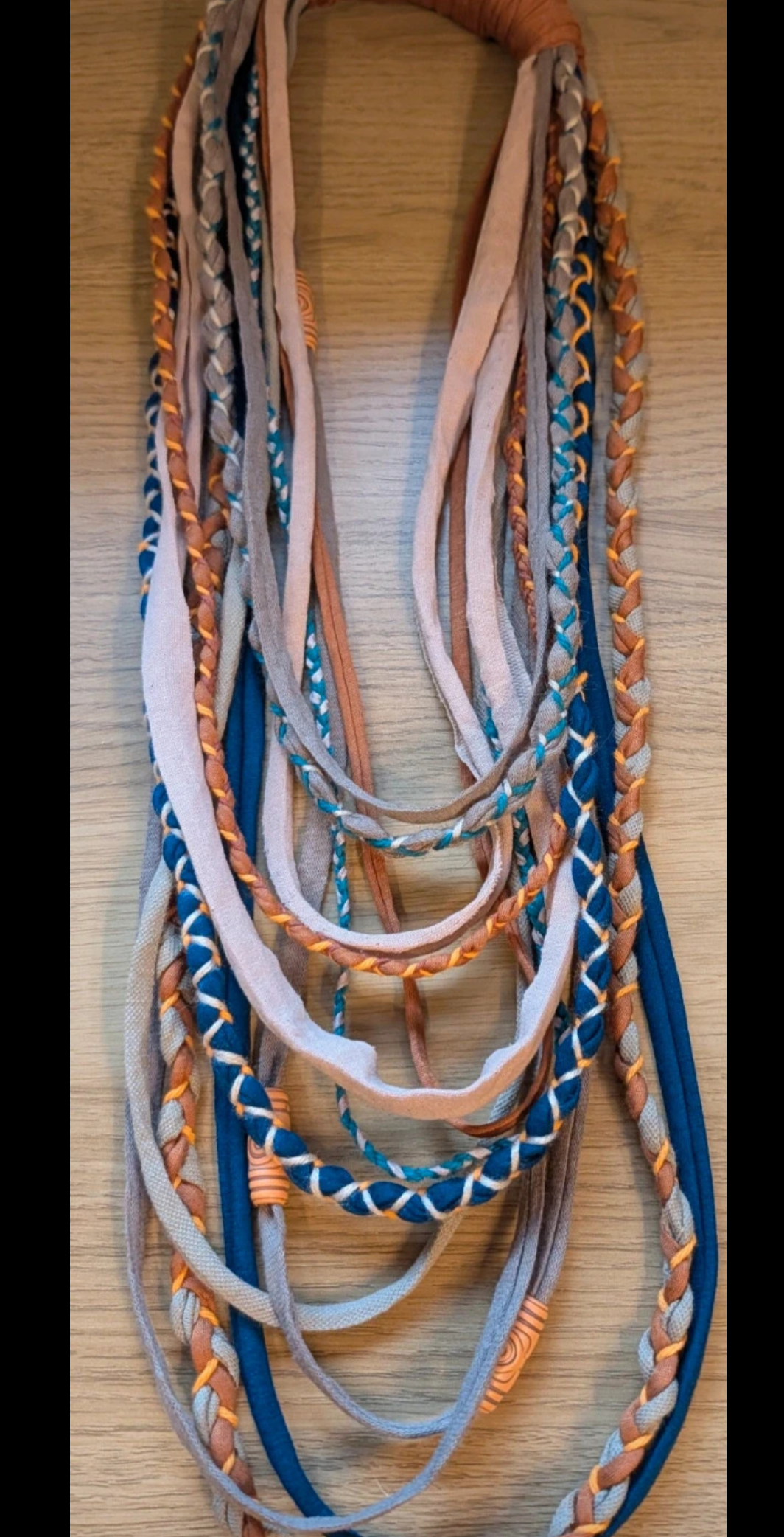 Tropical Sunset, Boho Style Upcycled, Handcrafted Fabric Neclace