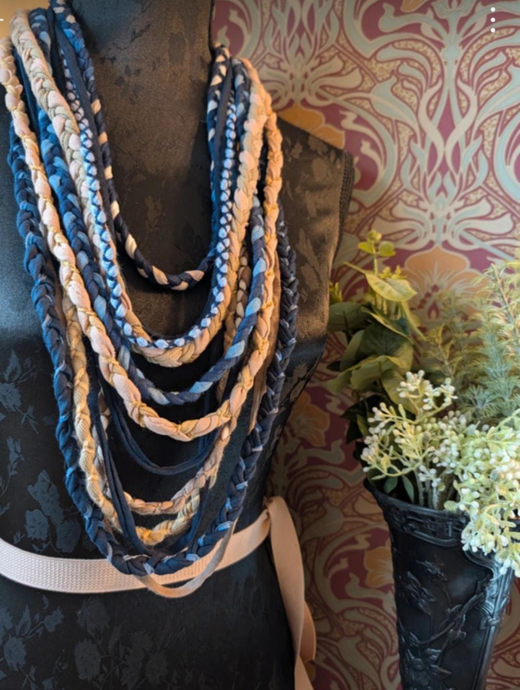 Sandy Beach, Boho Style Recycled Fabric Necklace