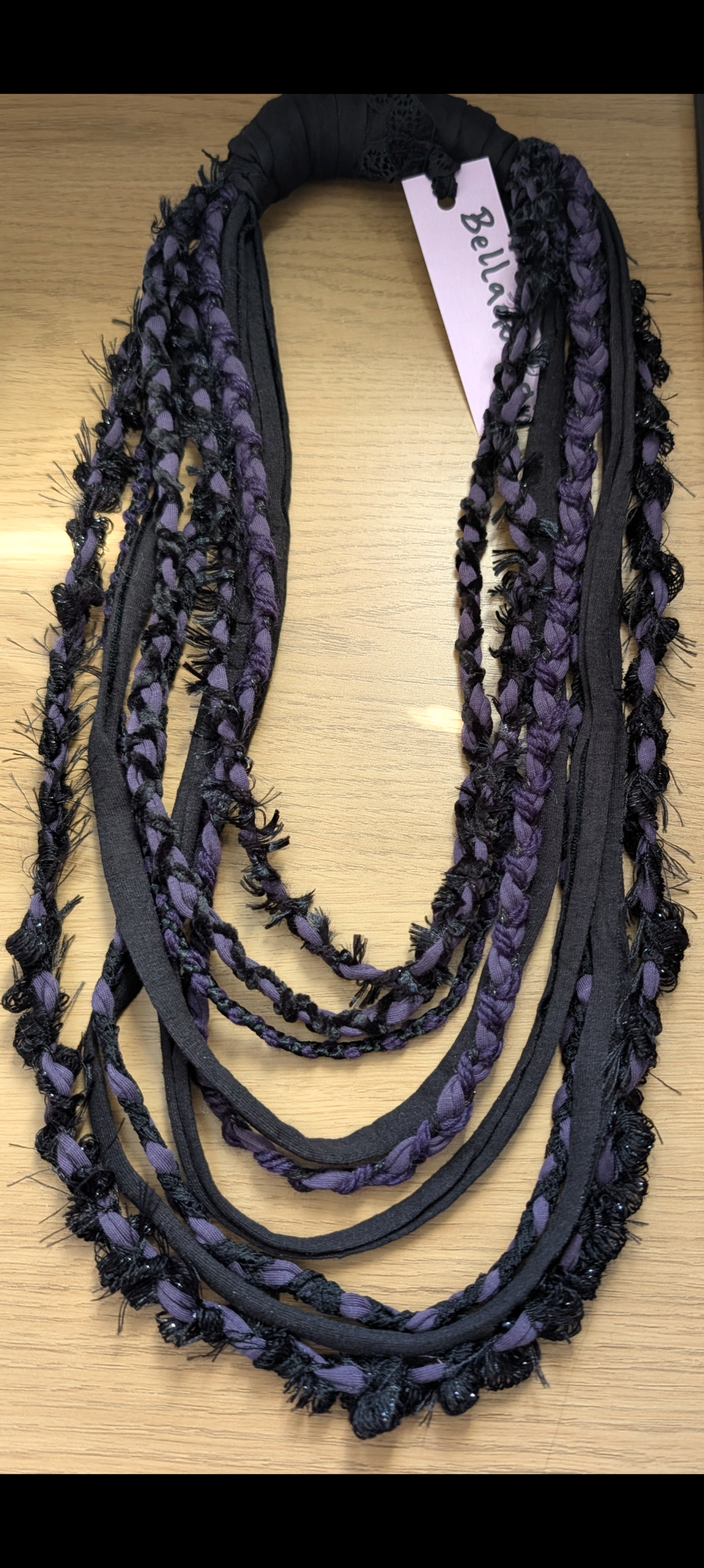 Belladonna, Beautiful Gothic Boho Style Fabric Necklace