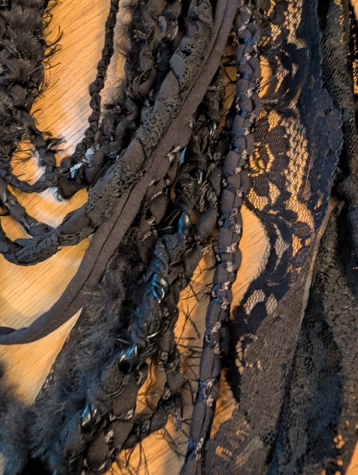 Gothic style Fabric Necklace,Nocturne, Handmade & Unique, Beautiful lace and weave is layered, made using sustainable materials