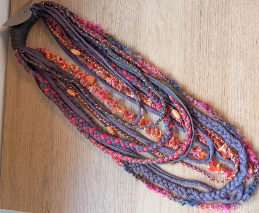 Carnelian, Witchy, Bohemian Style Stone inspired fabric necklace