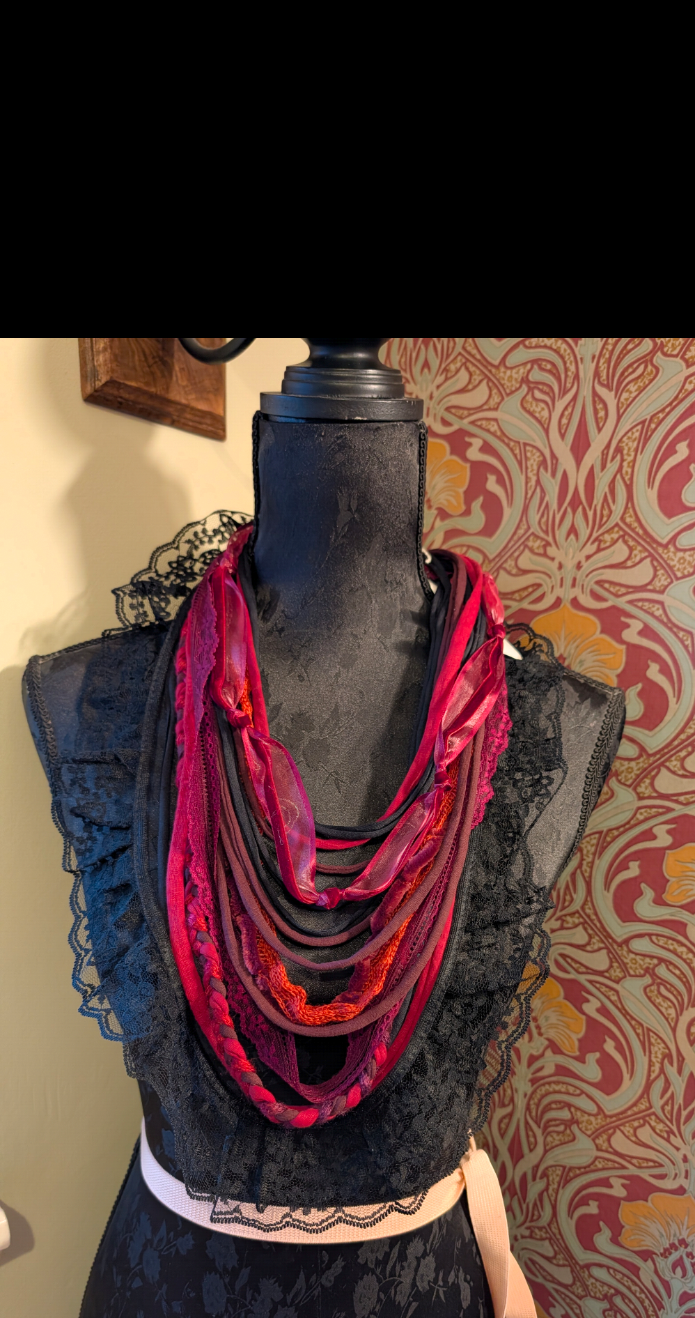 Whitby Dark Romance Gothic Upcycled Fabric Necklace