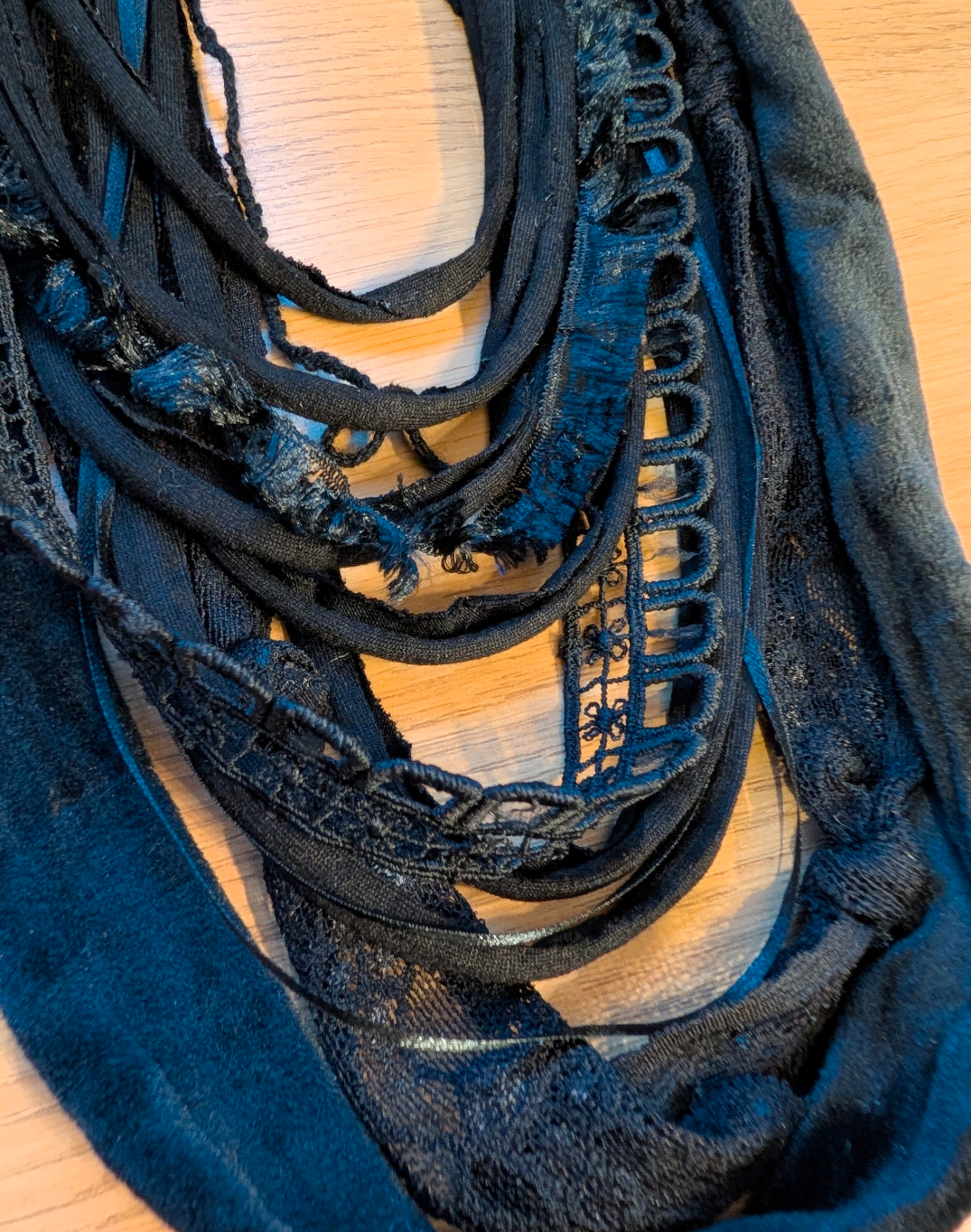 Victorian Jet, Trad. Goth Design Handmade Infinity Scarf