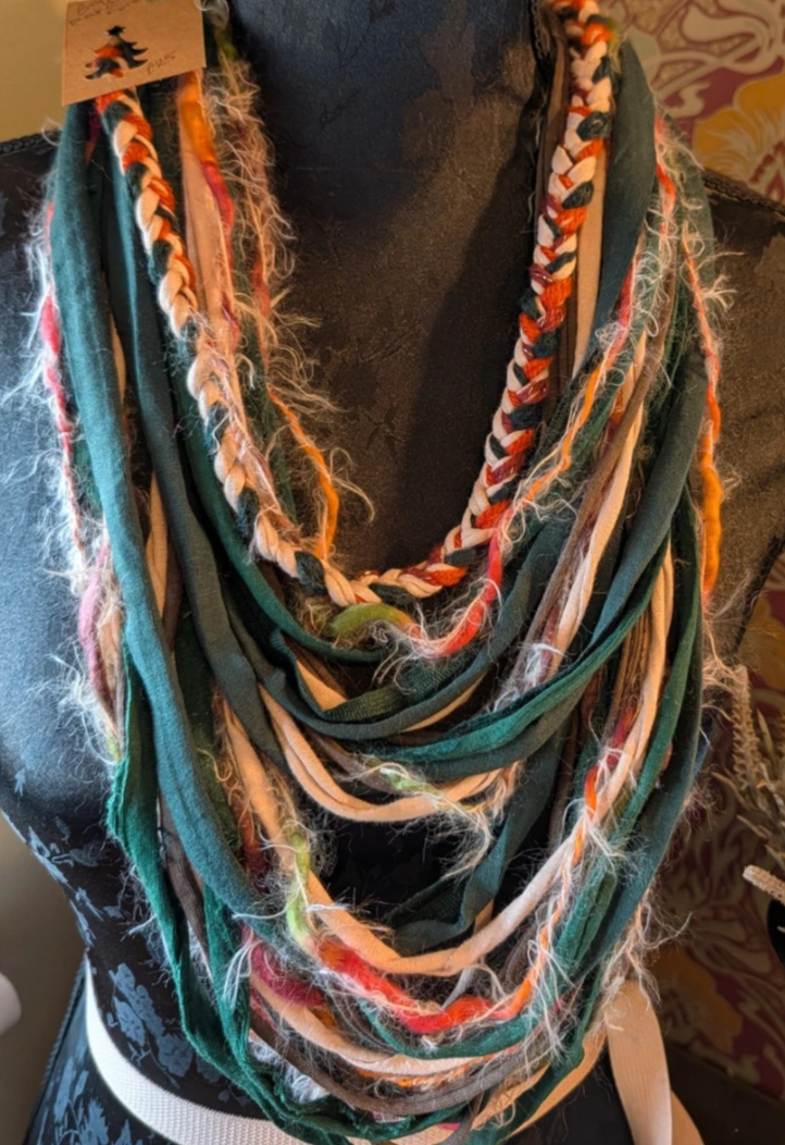 Dark Forest, Earthy handcrafted & rustic infinity scarf