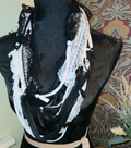 Scissorhands Monochrome, Gothic Multi-fabric, Upcycled Fabric necklace