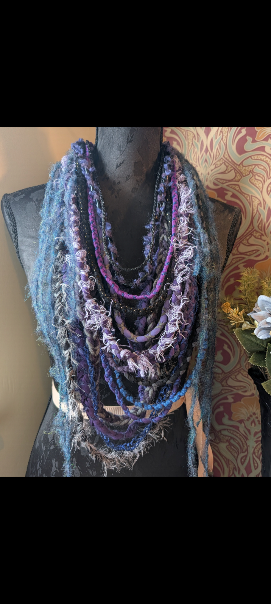 Tempest Witch, Beautiful Fabric Necklace, Handmade  & Upcycled