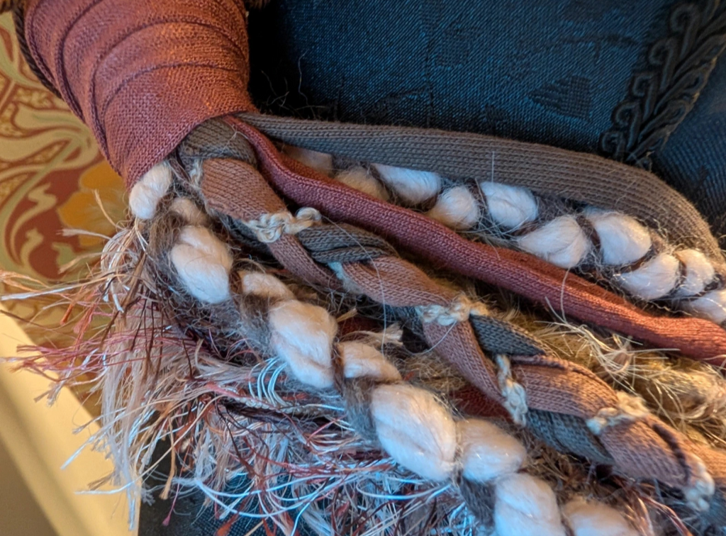 Viking Madder Root, Viking inspired fabric necklace, unique upcycled statement piece