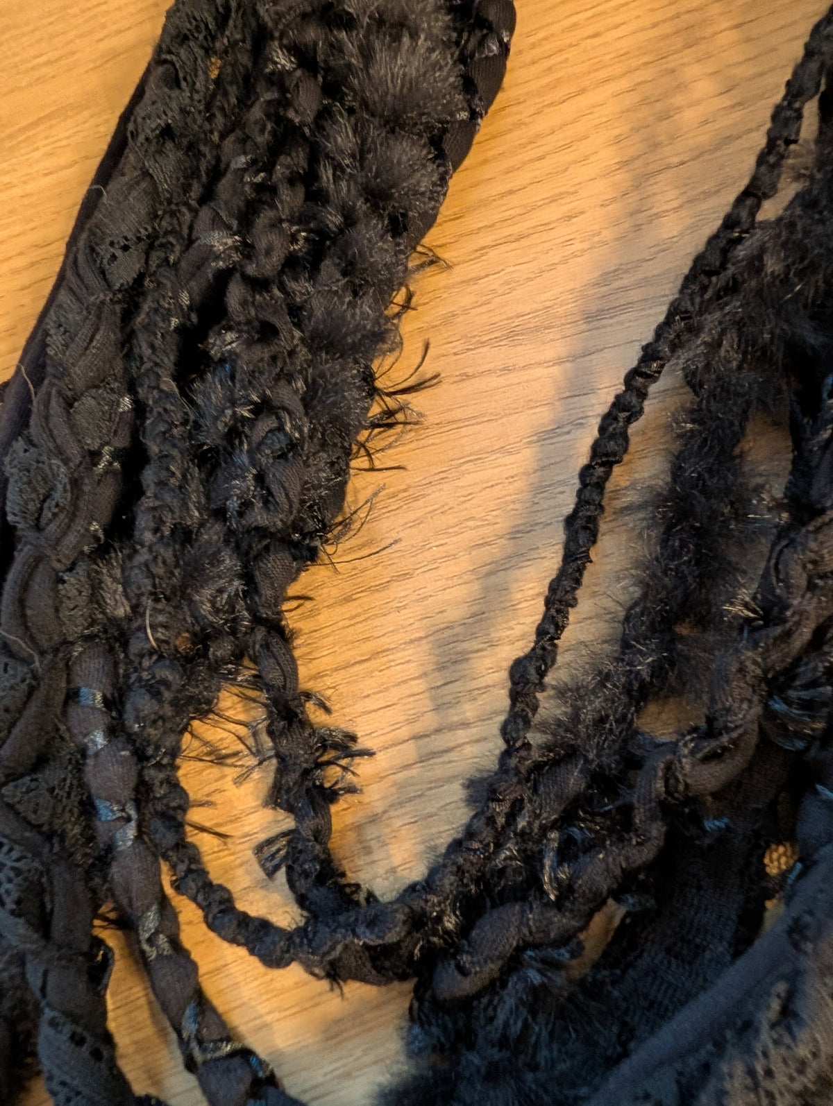 Gothic style Fabric Necklace,Nocturne, Handmade & Unique, Beautiful lace and weave is layered, made using sustainable materials