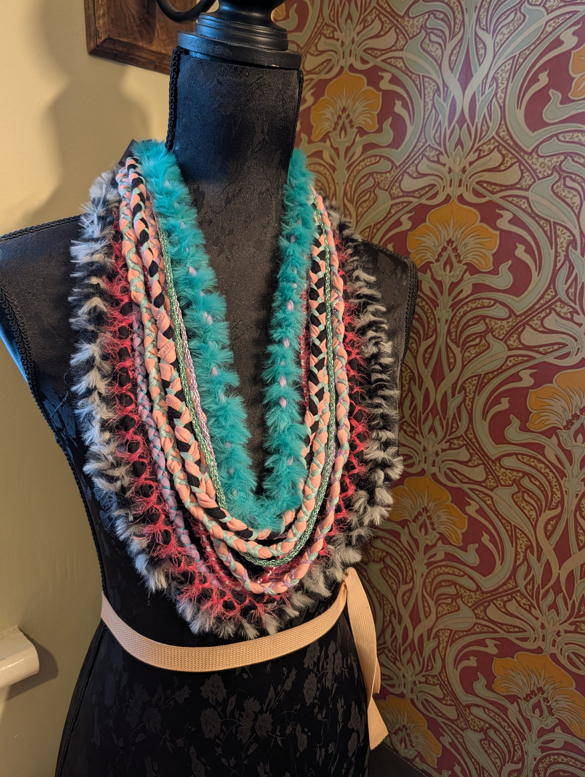 Bright & Bold Fashion Accessory: Scene Queen, layered fabric scarf/necklace, handmade & eco-conscious item
