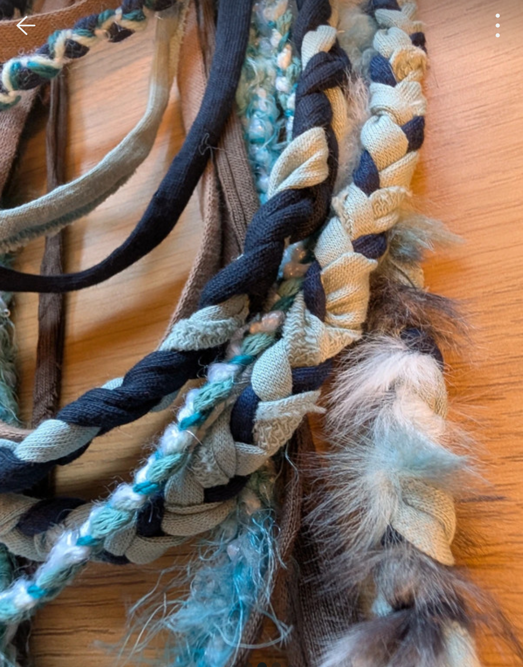 Sea Glass, Beautiful Boho Fabric Necklace, Handcrafted & Upcycled