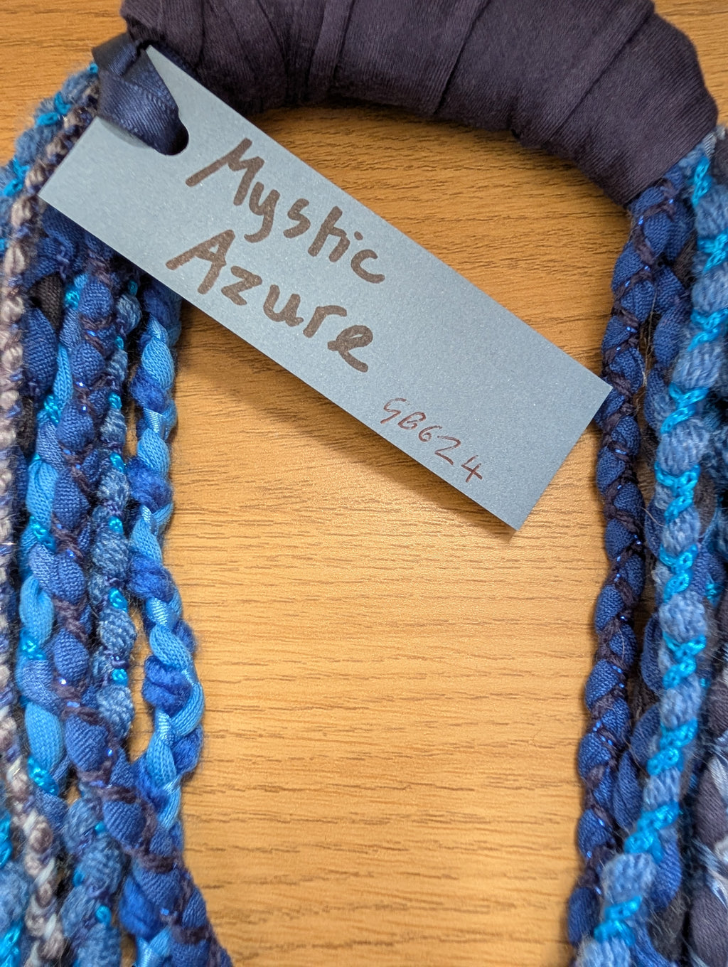 Mystic Azure, Boho Style Layered Fabric Necklace, Handmade & Unique Gift