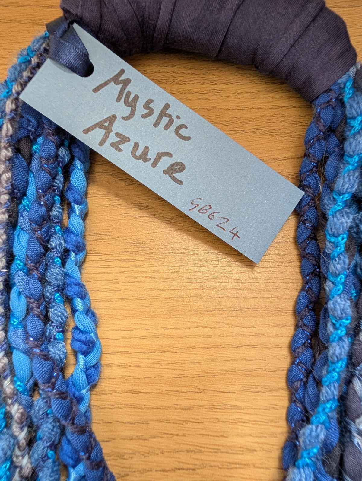Mystic Azure, Boho Style Layered Fabric Necklace, Handmade & Unique Gift