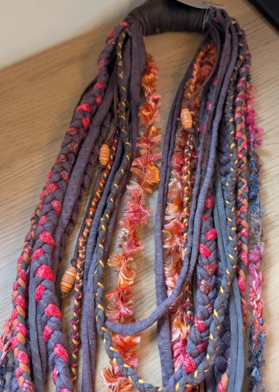 Carnelian, Witchy, Bohemian Style Stone inspired fabric necklace