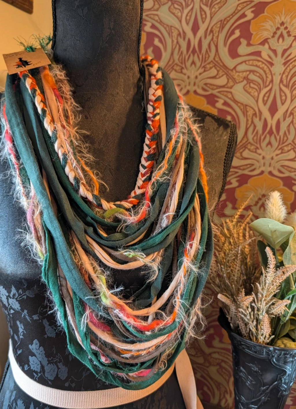 Dark Forest, Earthy handcrafted & rustic infinity scarf