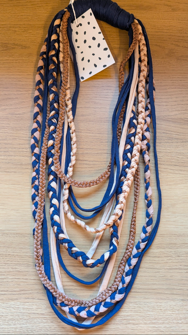 Tudor Lapis, Handmade Fabric Necklace