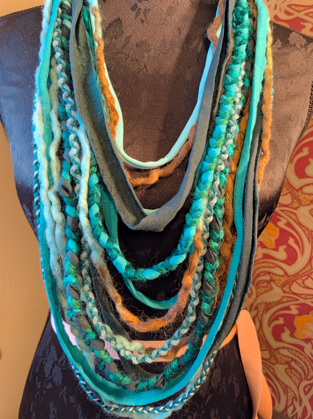 Sea breeze Upcycled Handmade Boho Style Scarf