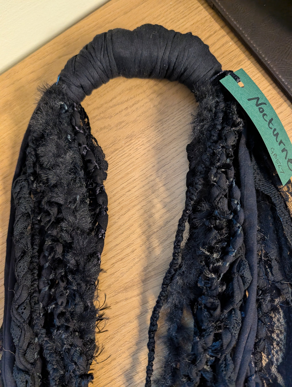 Gothic style Fabric Necklace,Nocturne, Handmade & Unique, Beautiful lace and weave is layered, made using sustainable materials