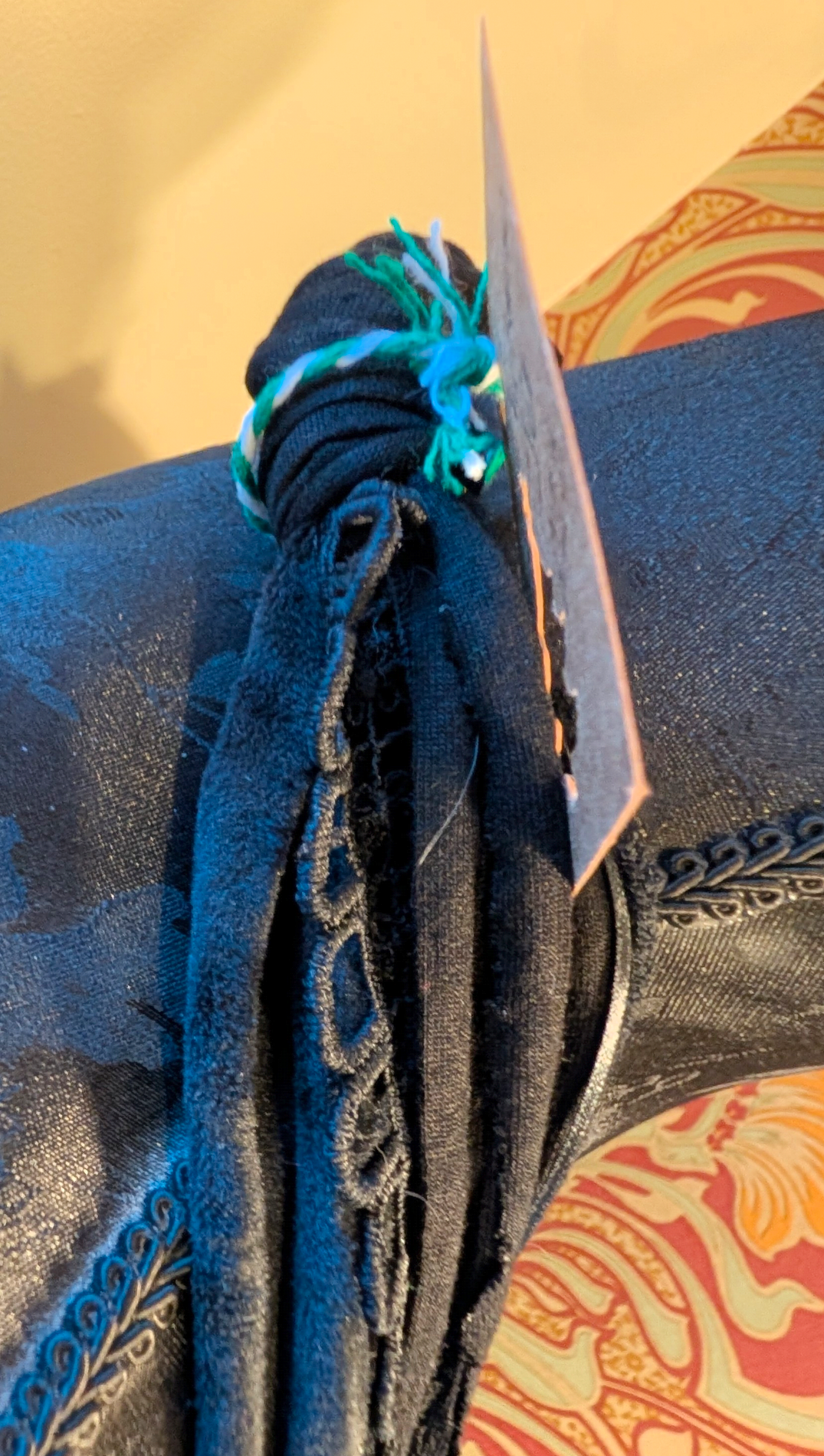 Victorian Jet, Trad. Goth Design Handmade Infinity Scarf