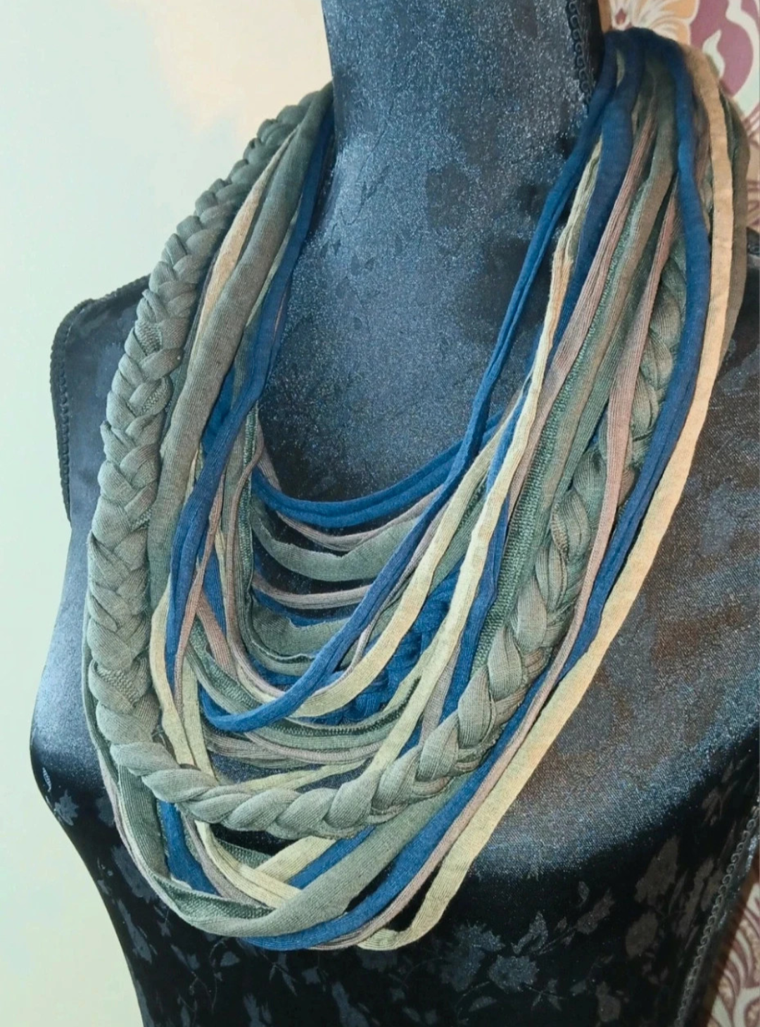 Free Spirit, Grunge/Indie cowl length, vegan infinity Scarf made from recycled T-shirt Yarn