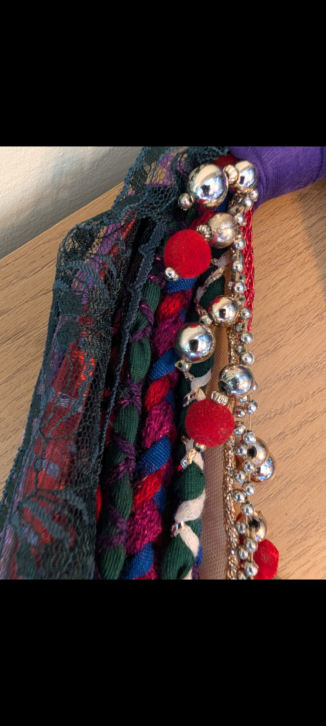 Gypsy Witch, Layered Fabric Necklace, Handmade, Upcycled & Unique