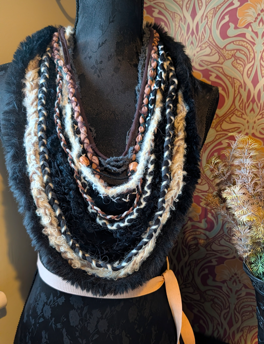 Viking Warrior, Unique Handmade Fabric Necklace/Scarf, Statement Piece