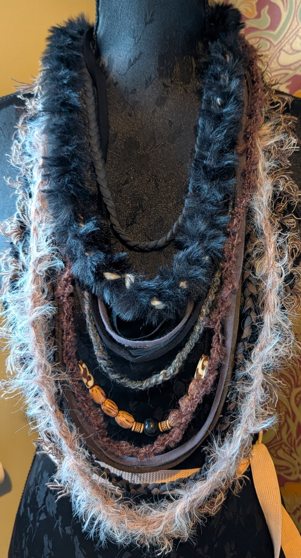 Shamanic, Handmade Statement Fabric Necklace/Infinity Scarf