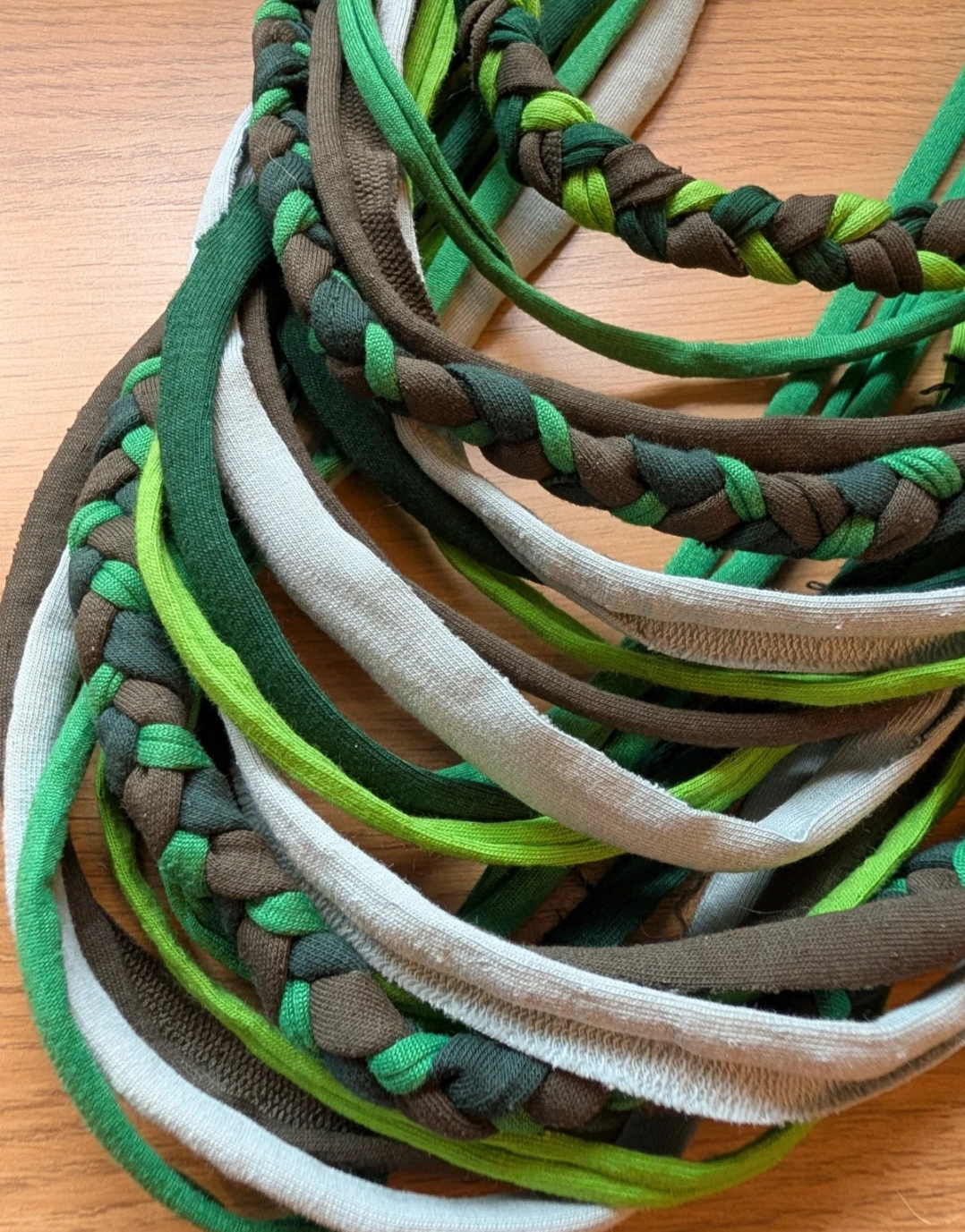 Apple, A bohemian style, handmade, infinity scarf suitable for Vegans