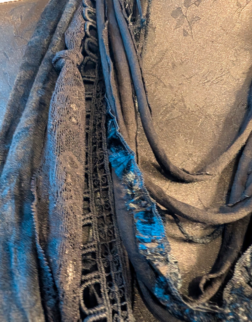 Victorian Jet, Trad. Goth Design Handmade Infinity Scarf