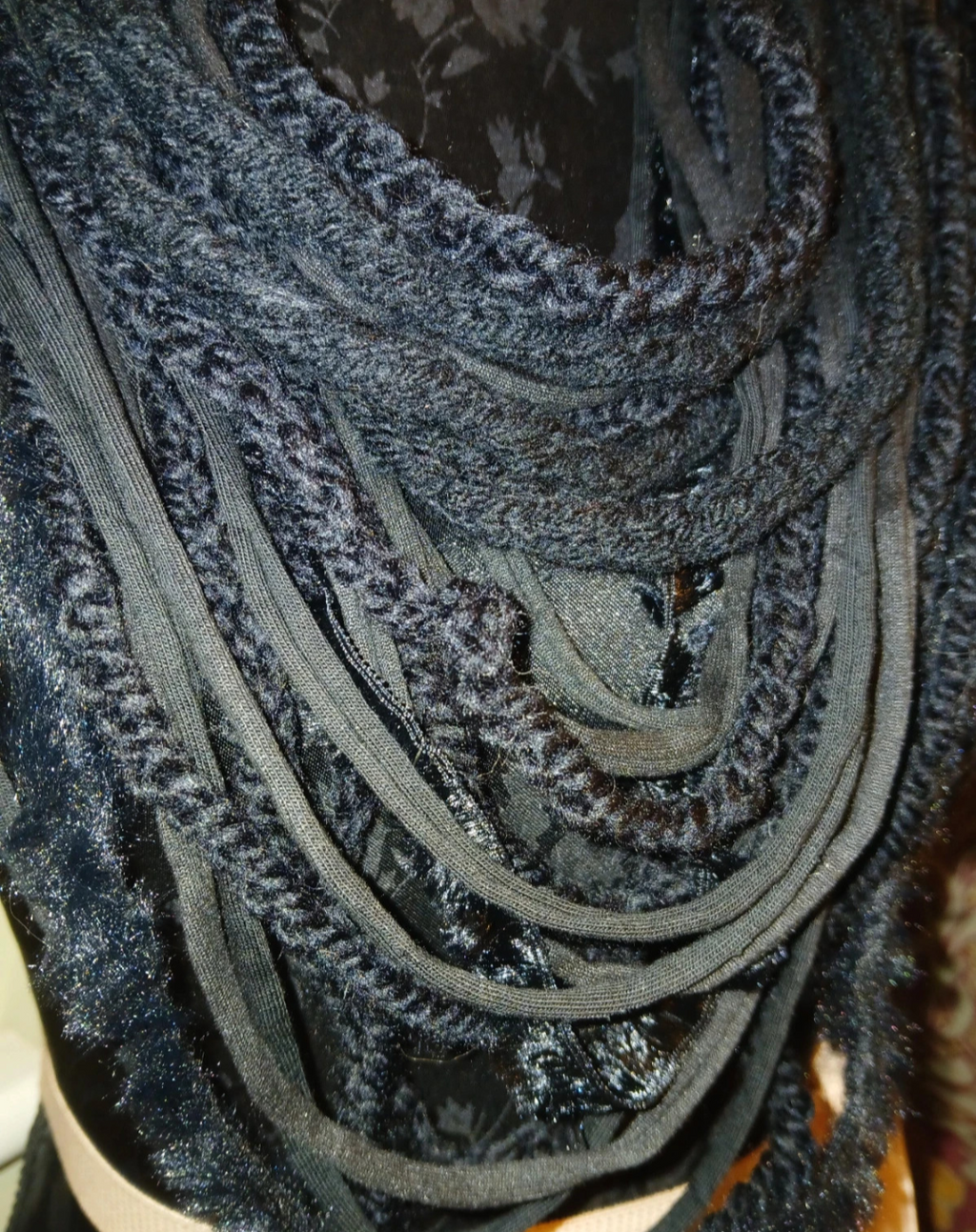 Bleak Winter, Upcycled, French Knit, Gothic Infinity Scarf