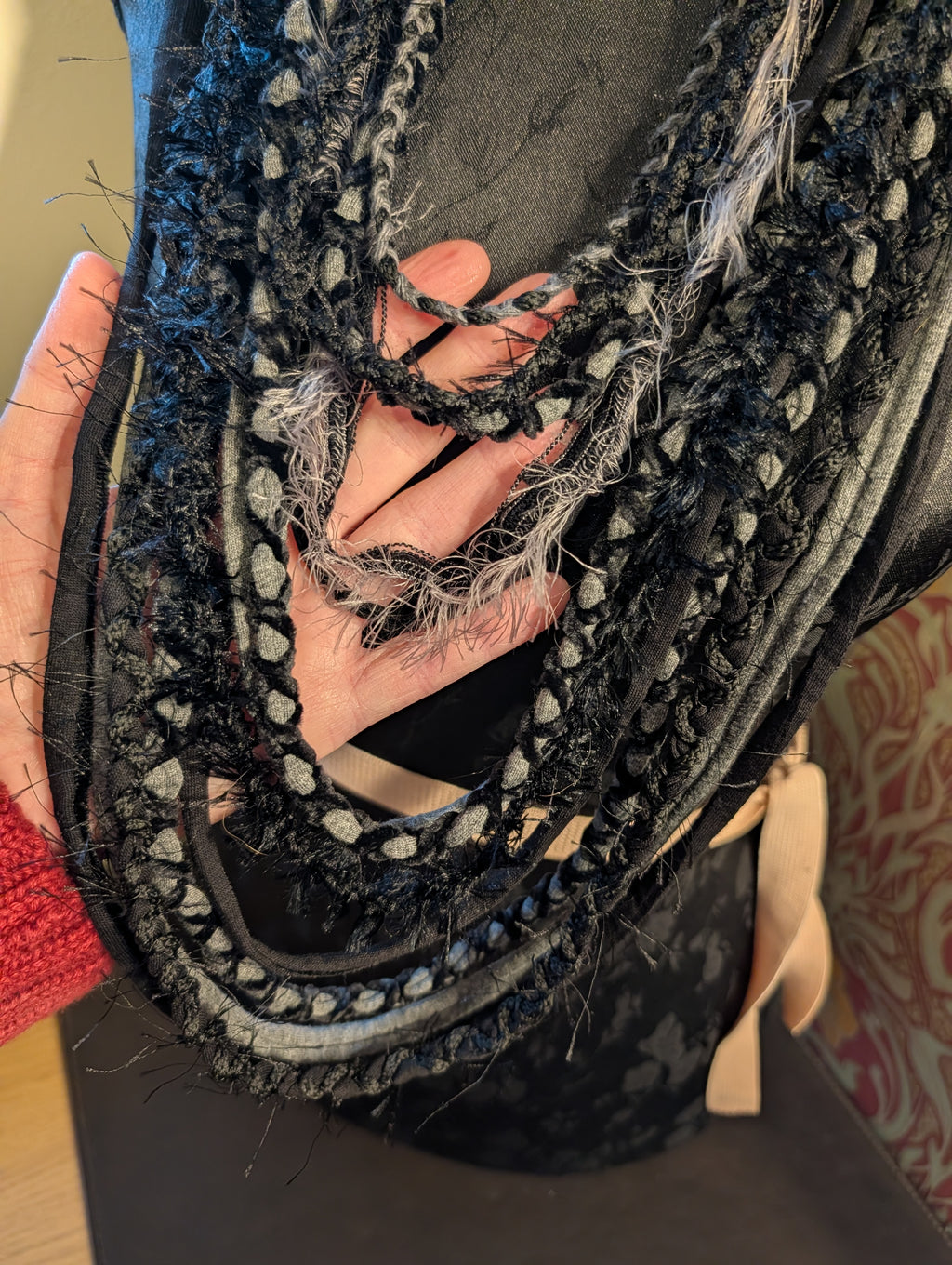 Storm Raven, Handmade Gothic necklace, unique style, grey and black colour palette