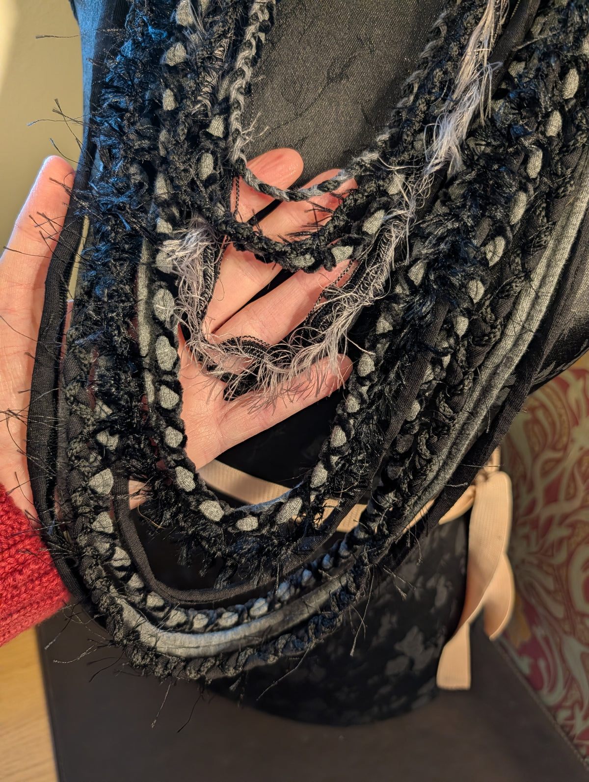 Storm Raven, Handmade Gothic necklace, unique style, grey and black colour palette