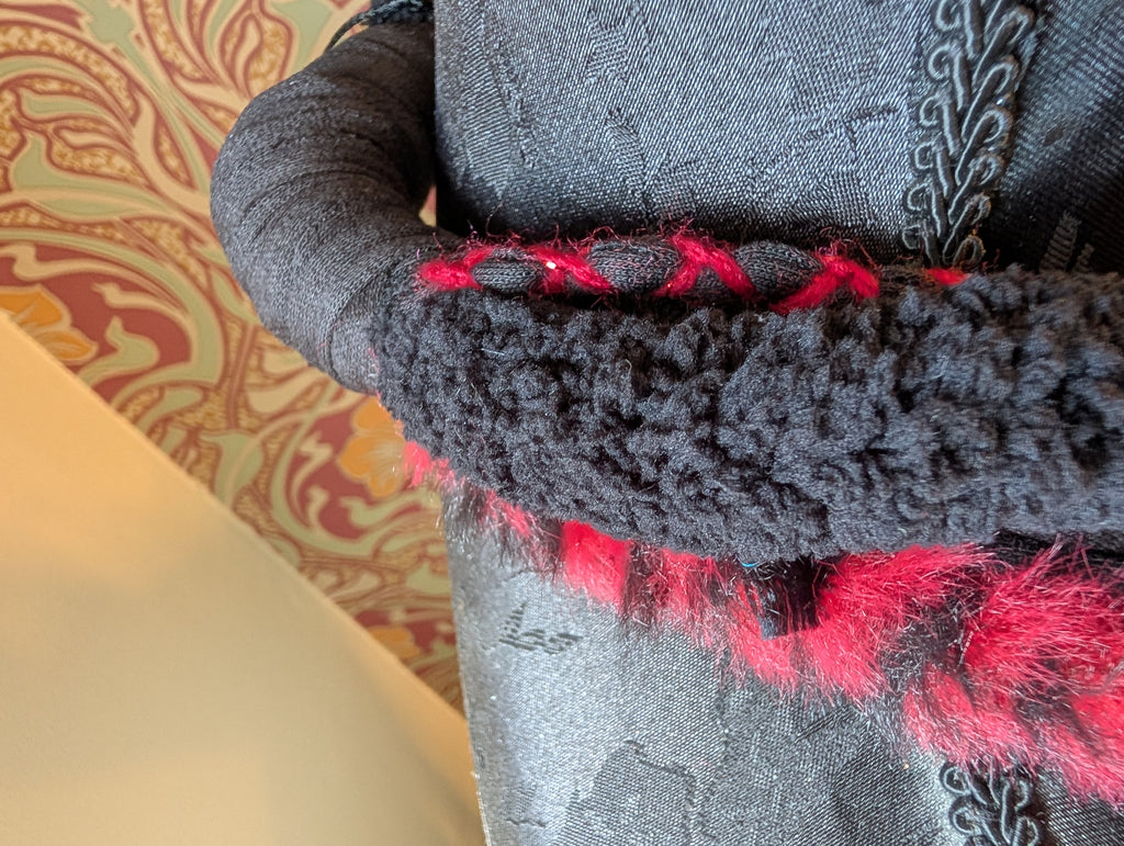 Wolfblood, Handmade Gothic accessory in Scarlet and Black fabric, Unique Necklace/Infinity Scarf