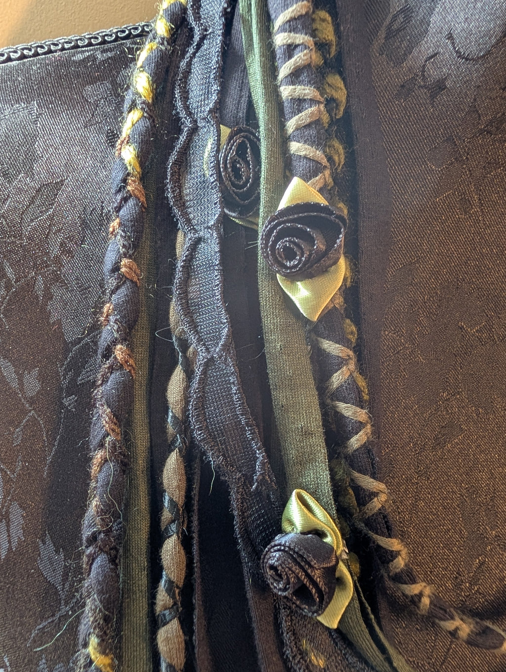 Ebony Rose & Sage, Gothic / Forestcore Fabric Necklace, A beautiful, handmade Gift