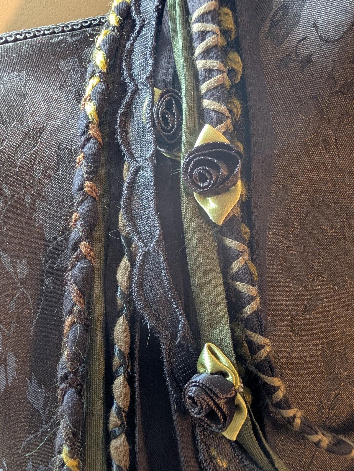 Ebony Rose & Sage, Gothic / Forestcore Fabric Necklace, A beautiful, handmade Gift