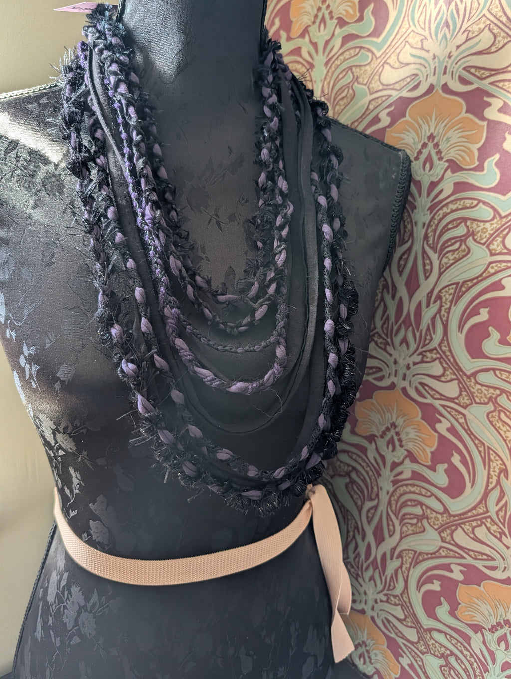 Belladonna, Beautiful Gothic Boho Style Fabric Necklace