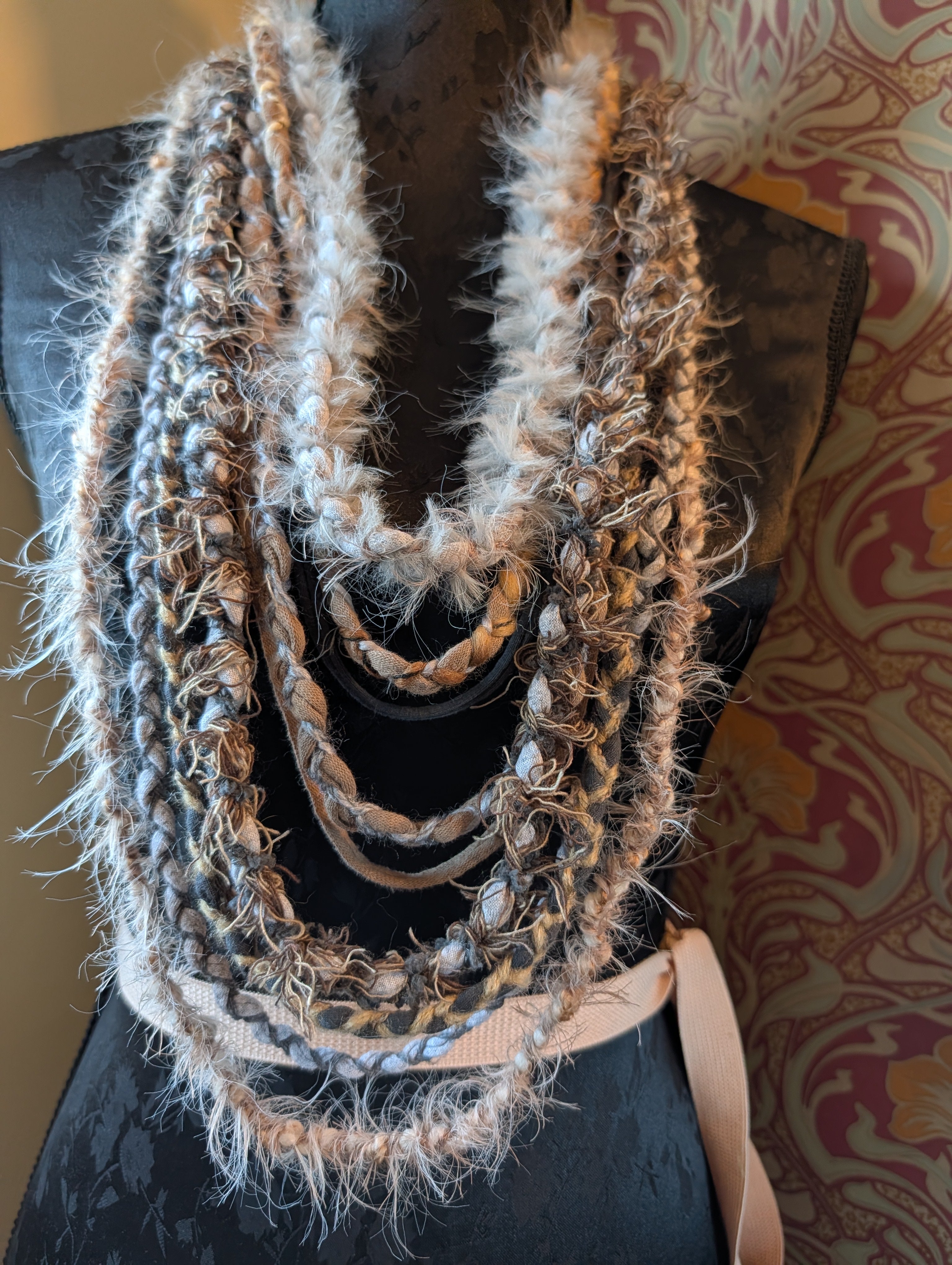 Viking Lagertha Statement Piece, fabric necklace handmade, upcycled & unique