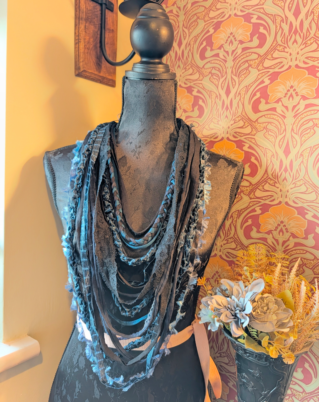 Midnight Graveyard Handmade Upcycled Whimsigoth Fabric Necklace