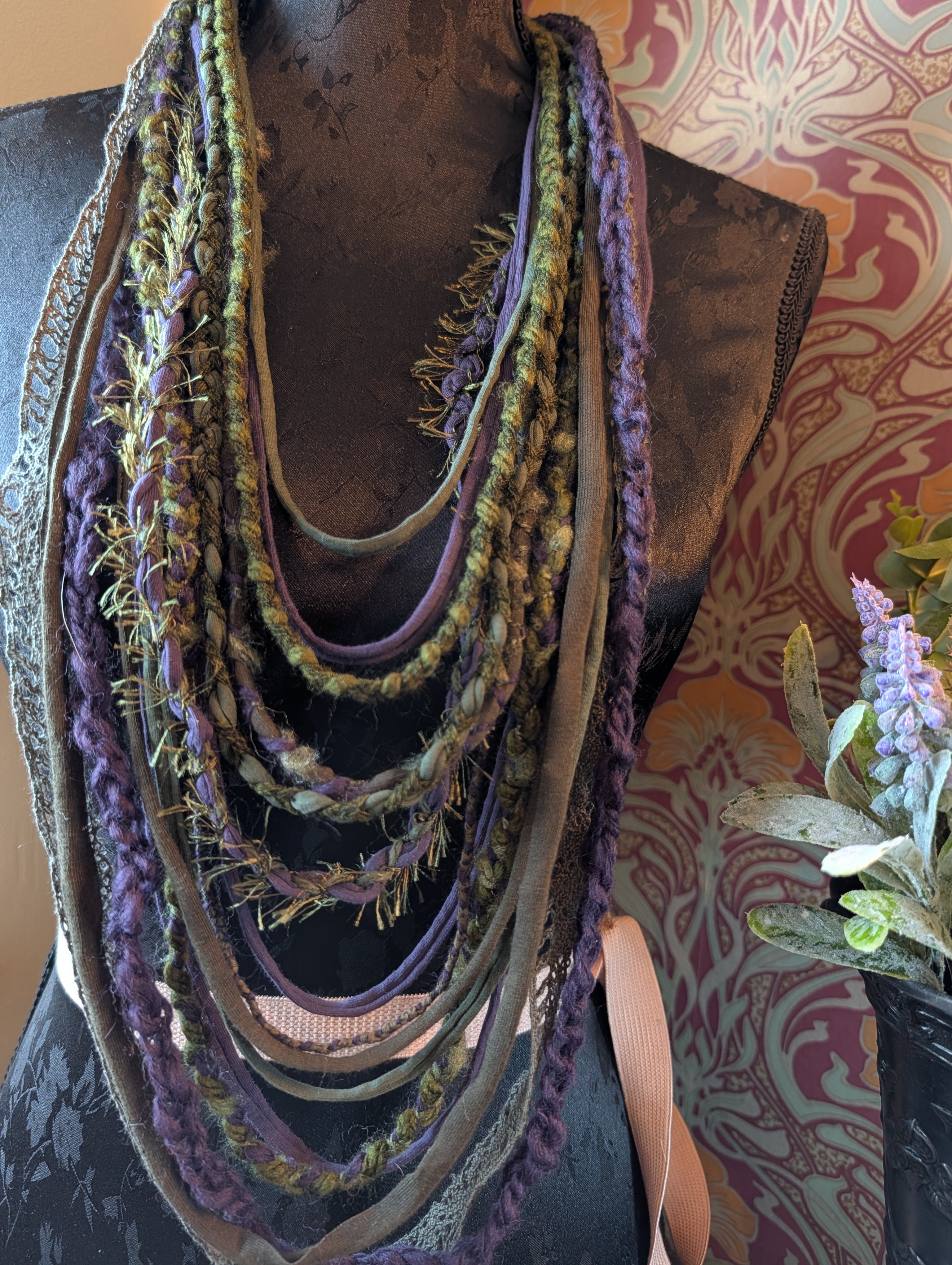 Moss & Mulberry Handmade Fabric Necklace Boho Eco Fashion