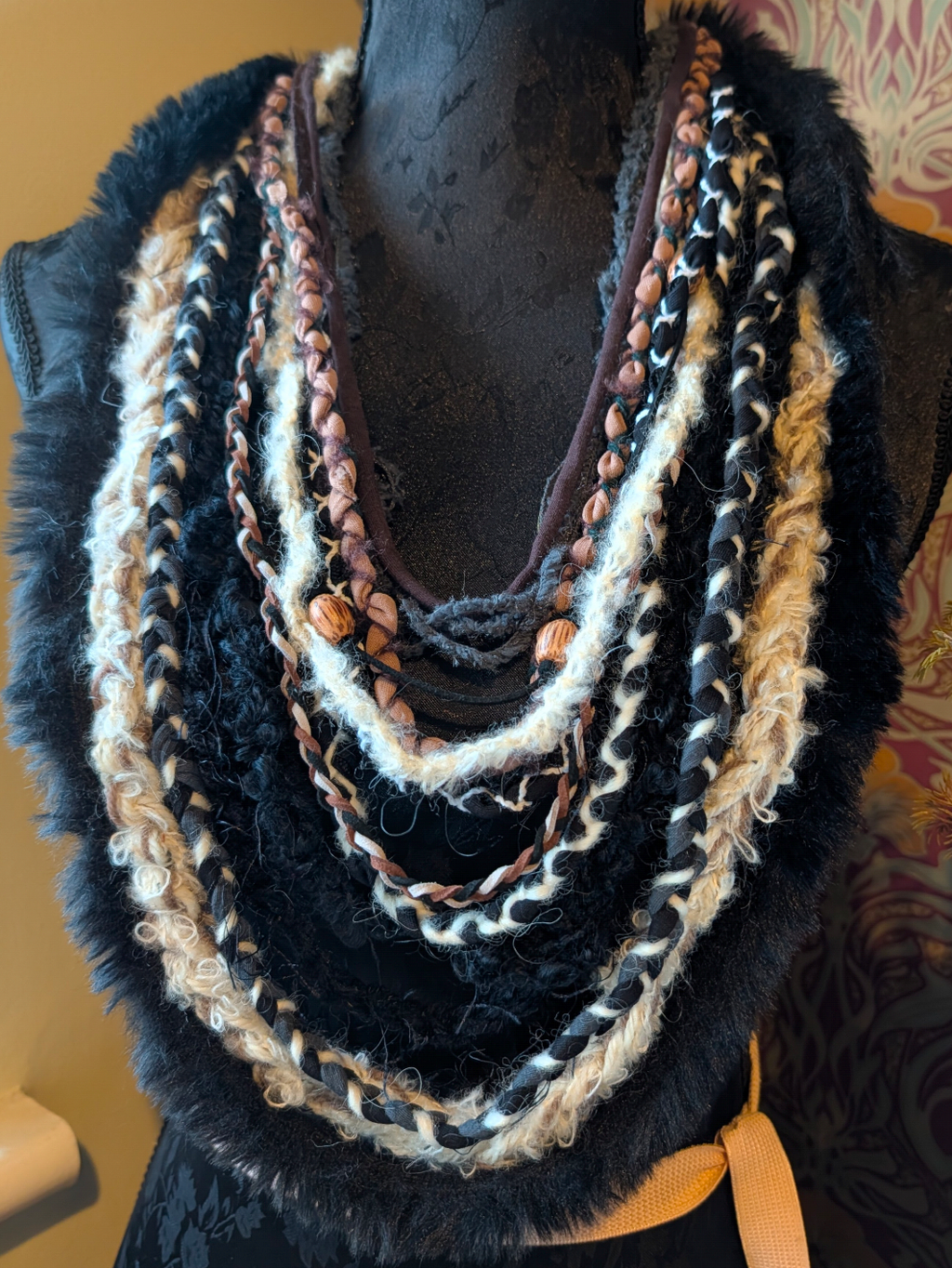 Viking Warrior, Unique Handmade Fabric Necklace/Scarf, Statement Piece