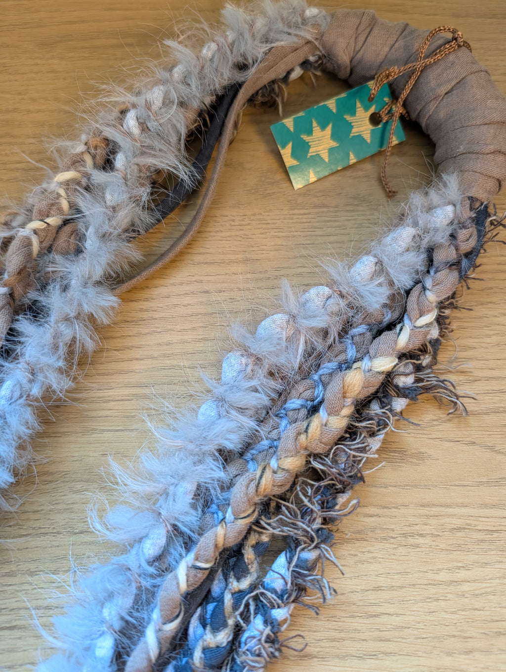 Viking Lagertha Statement Piece, fabric necklace handmade, upcycled & unique