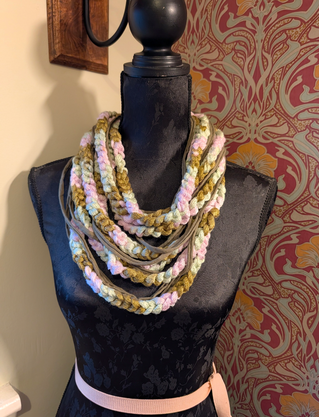 Fern & Blossom Chain Crocheted Infinity Scarf