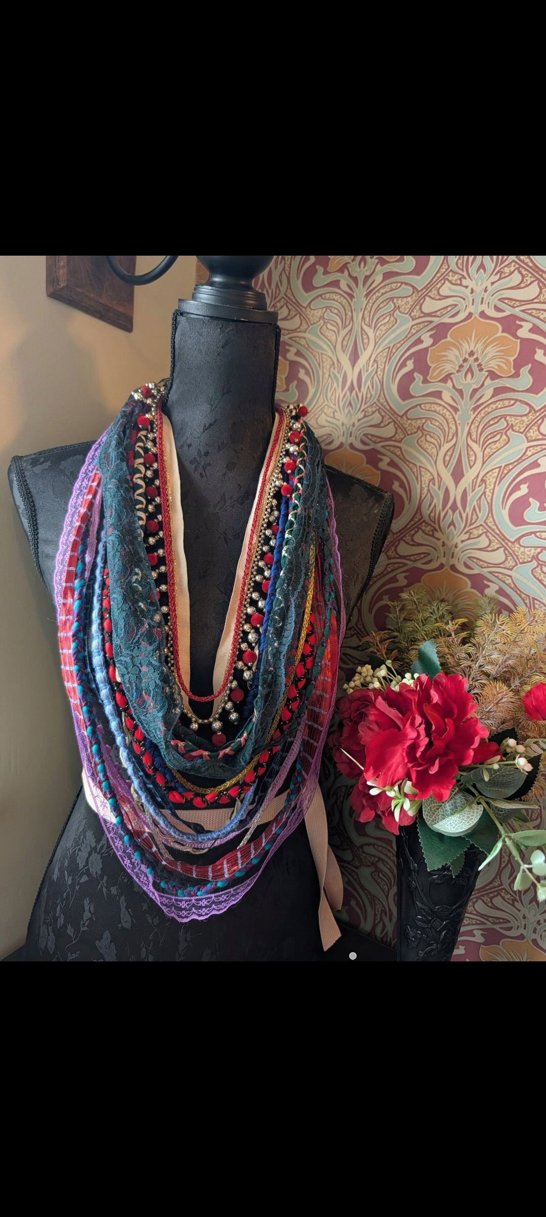 Gypsy Witch, Layered Fabric Necklace, Handmade, Upcycled & Unique