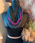 Shades of Peacock, Cowl length Handmade, Upcycled infinity scarf
