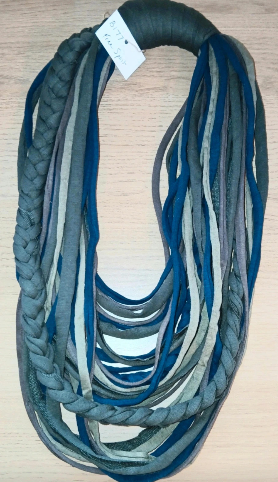 Free Spirit, Grunge/Indie cowl length, vegan infinity Scarf made from recycled T-shirt Yarn