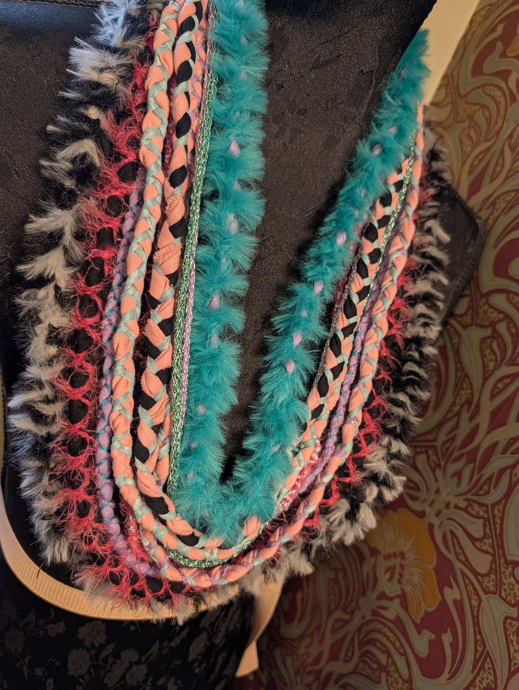 Bright & Bold Fashion Accessory: Scene Queen, layered fabric scarf/necklace, handmade & eco-conscious item