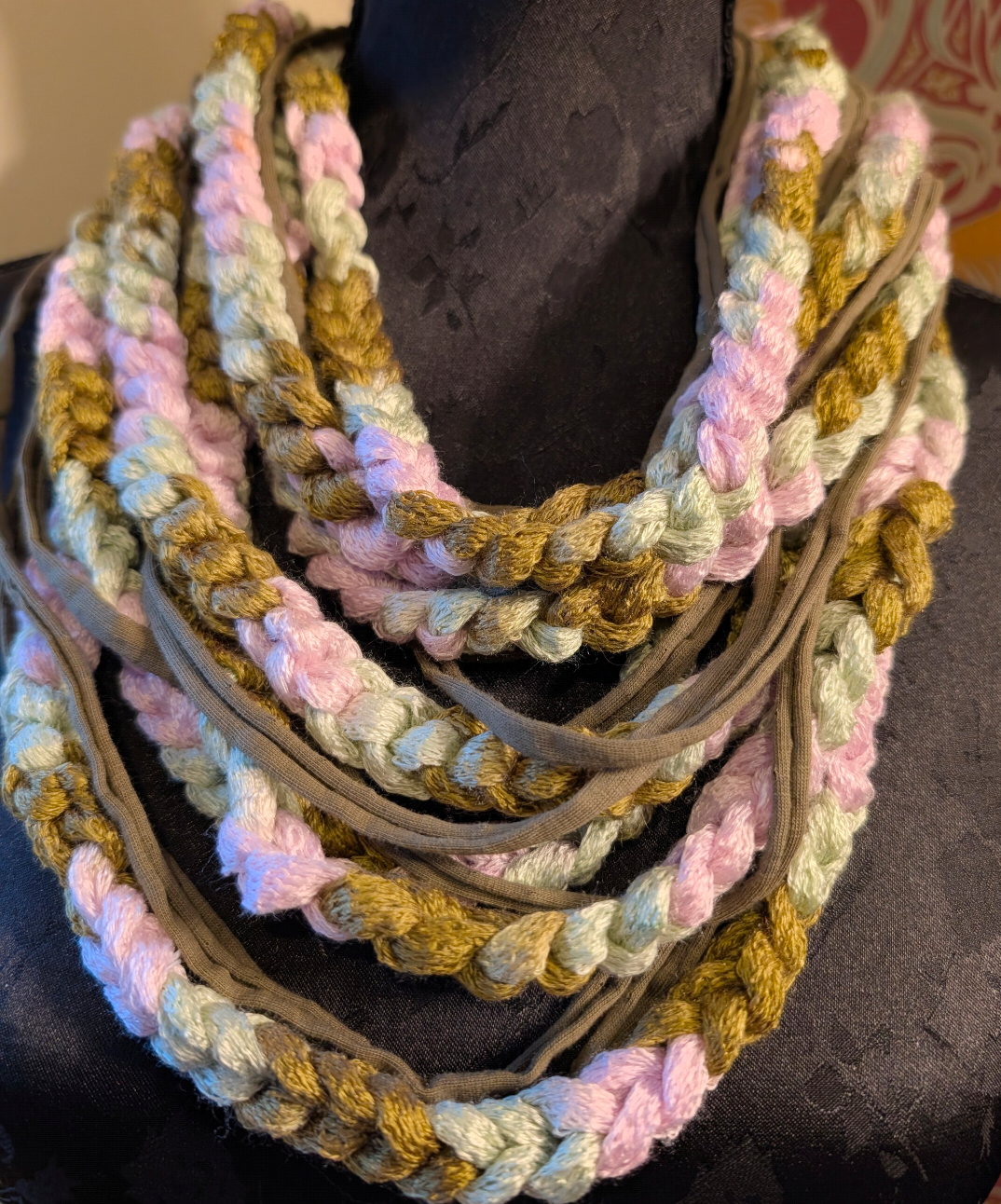 Fern & Blossom Chain Crocheted Infinity Scarf